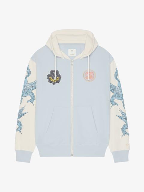 Givenchy ZIPPED HOODIE IN FLEECE WITH PATCHES AND UNICORNS