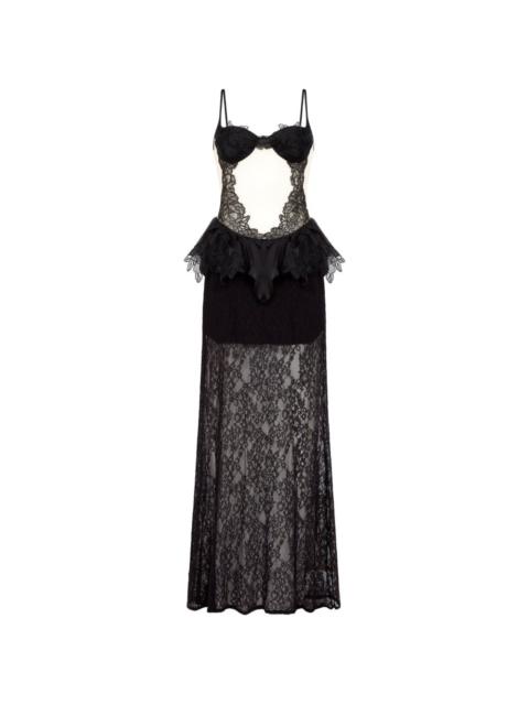 David Koma lace-panelled cut-out dress