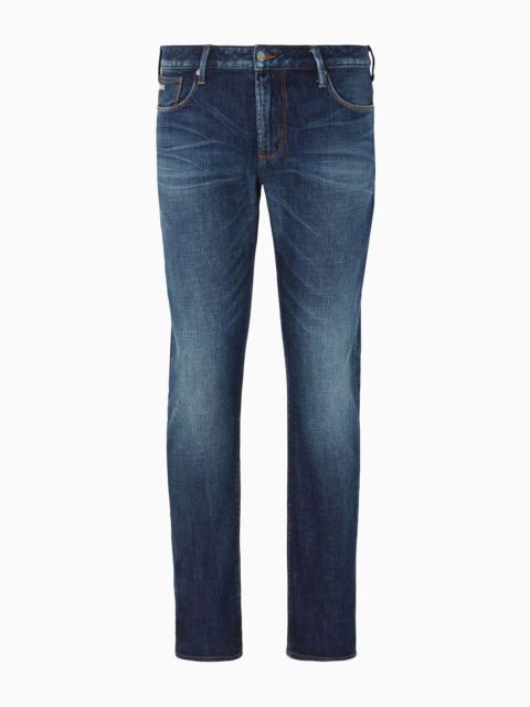 J06 slim-fit, bleached-effect comfort-denim jeans