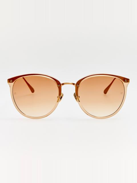 LINDA FARROW Calthorpe Sunglasses in Matt Champagne and Caramel