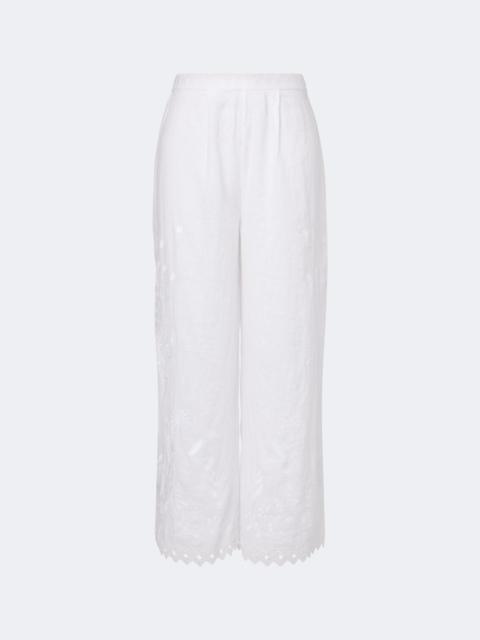 ERES Albatre embroidered linen wide-leg pants