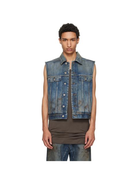 Rick Owens DRKSHDW Blue Temple SL Denim Trucker Vest