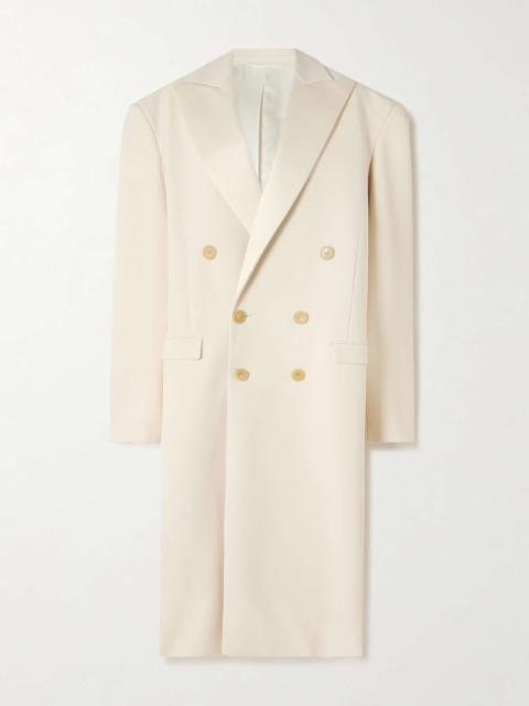 Carven Double-breasted satin-trimmed crepe coat