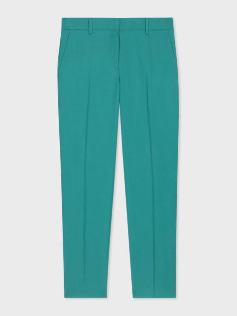 Light Teal Wool Tapered-Fit Trousers