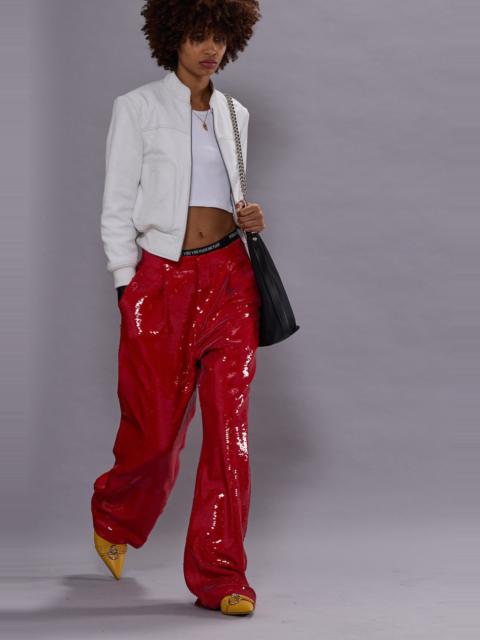 R13 WIDE LEG TROUSER - RED SEQUIN - R13