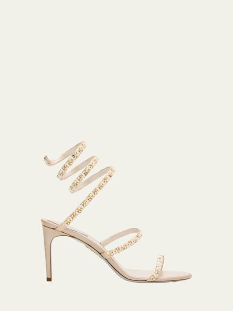RENE CAOVILLA Cleo Pearly Crystal Snake-Wrap Sandals