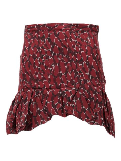 SAINT LAURENT ruffled abstract-print mini skirt