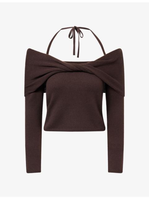 SIMKHAI Cambria Off-Shoulder Wool-Blend Top