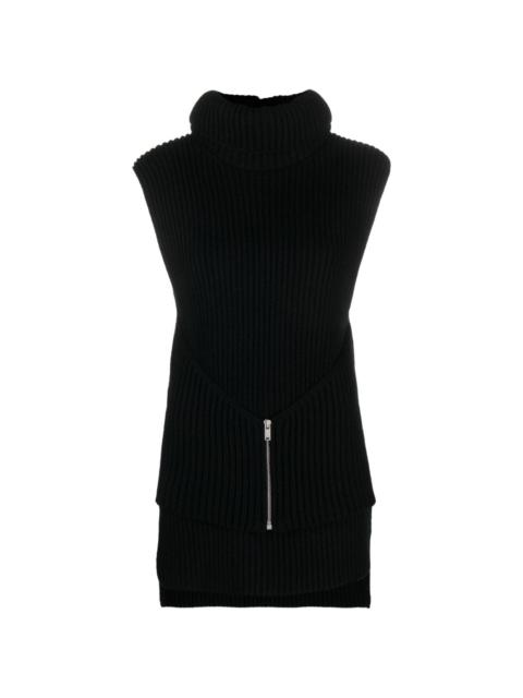 roll-neck knitted wool top