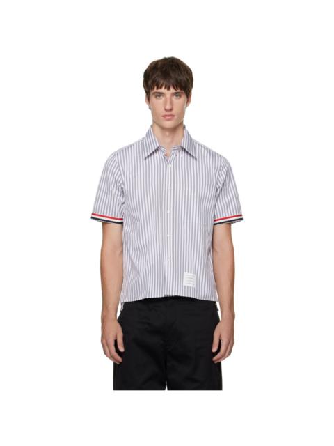 Thom Browne White & Gray Straight-Fit University Stripe Shirt