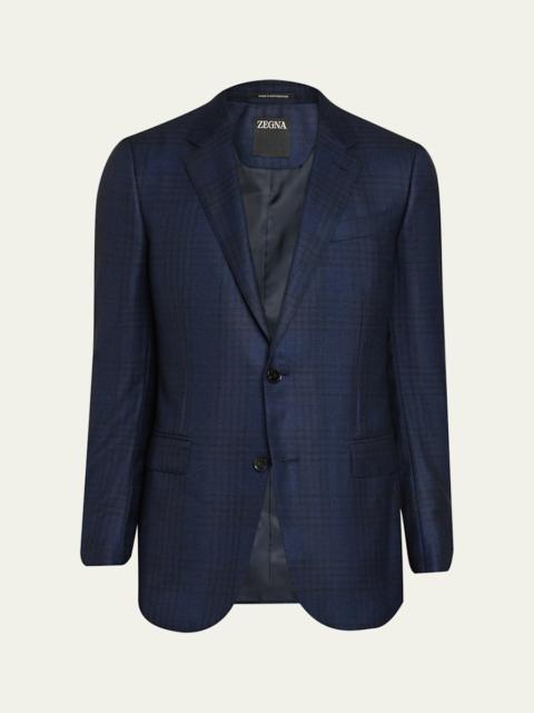 ZEGNA Men's Cashmere and Silk Check Single-Breasted Sport Coat