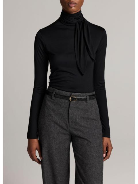 Vince Jersey Tie-Neck Long-Sleeve Top
