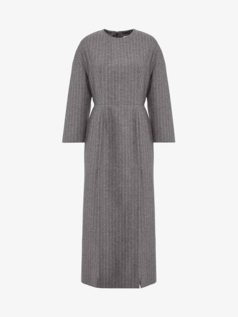 Alexander McQueen Women's Dropped Shoulder Pencil Dress in Grey/ivory