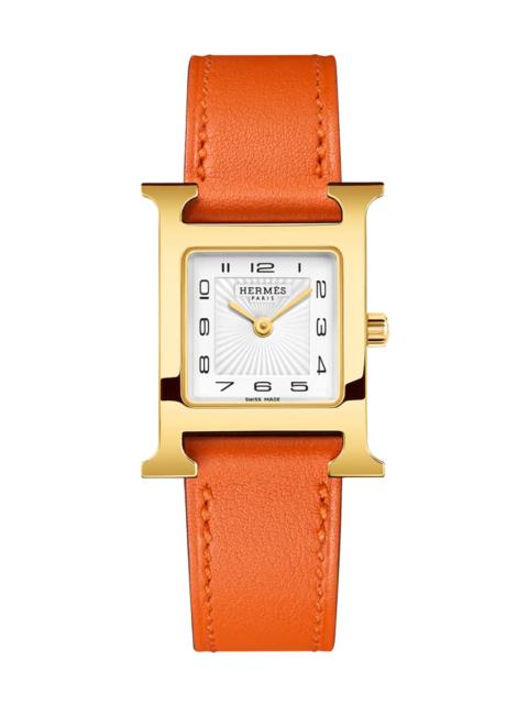 Hermès Heure H Watch, Gold Plate & Leather Strap