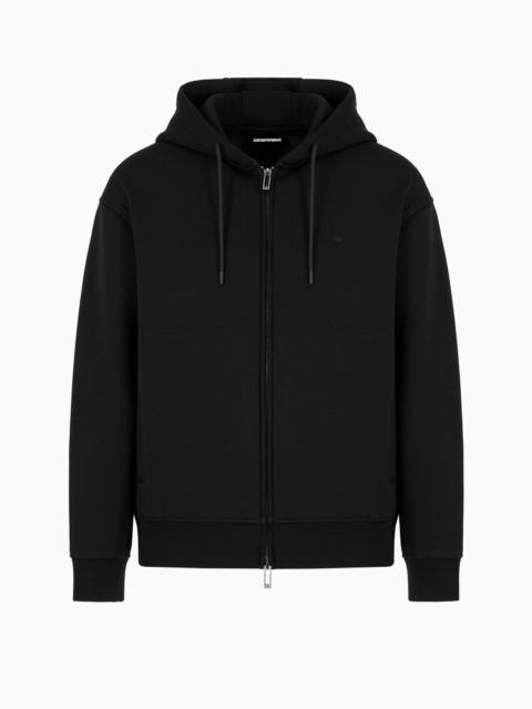 EMPORIO ARMANI Lyocell-blend jersey hooded sweatshirt with zip