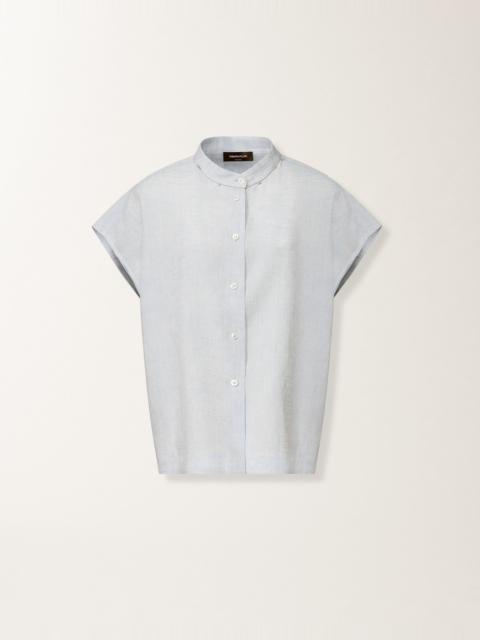 FABIANA FILIPPI Sleeveless shirt in sky-blue linen fabric
