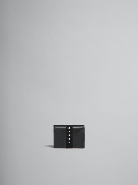 BLACK BIFOLD CARDHOLDER WITH LOGO STRAP