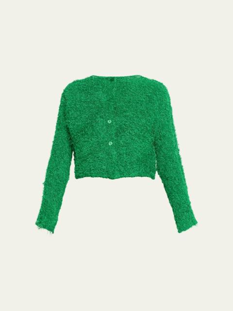ISSEY MIYAKE Shifted Fuzzy Pleated Cardigan