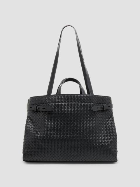 Bottega Veneta Men's Archive Intrecciato Leather Tote Bag - Black Brass Vibra