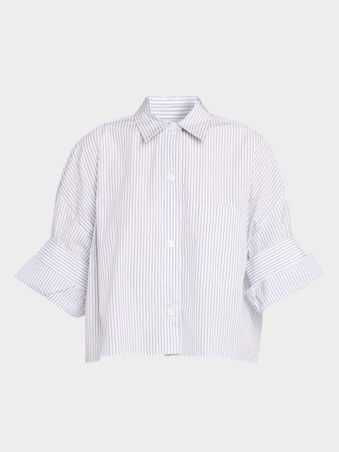 TWP Next Ex Cropped Shirt in Micro Hairline Stripe