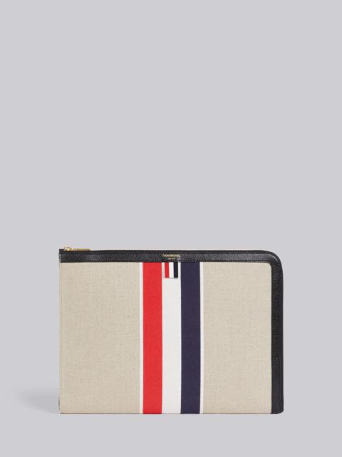 Thom Browne Natural Military Canvas Striped Gusset Folio