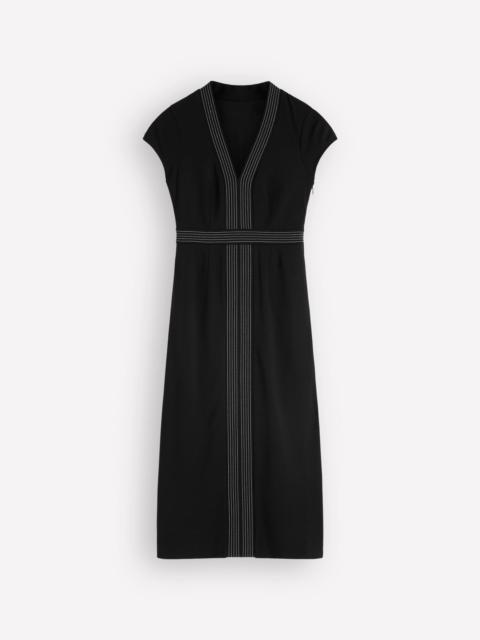 BODEN Topstitch Ponte Work Dress-Black