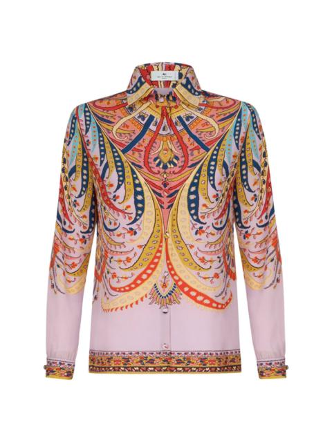 paisley-print crepe de chine shirt