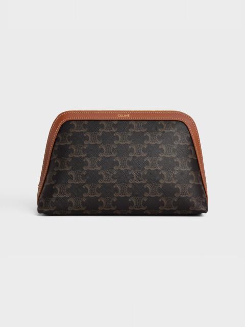 CELINE MEDIUM COSMETIC POUCH IN TRIOMPHE CANVAS AND CALFSKIN