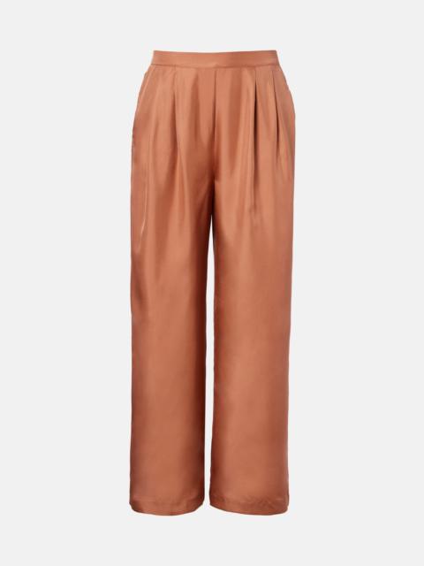 ASCENO Isola pleated silk twill wide-leg pants