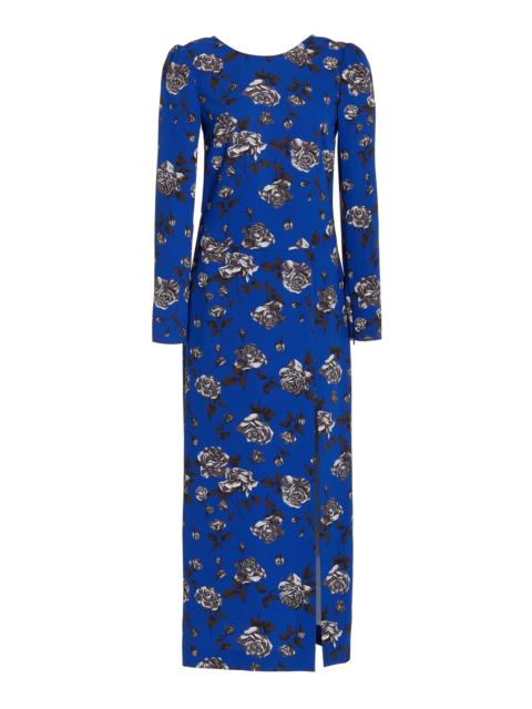 REDValentino Floral-Printed Georgette Midi Dress blue