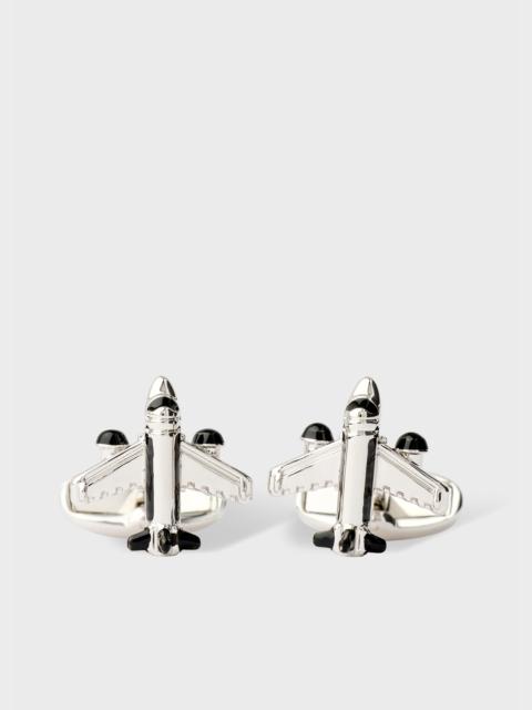 Paul Smith Black and Silver 'Aeroplane' Cufflinks