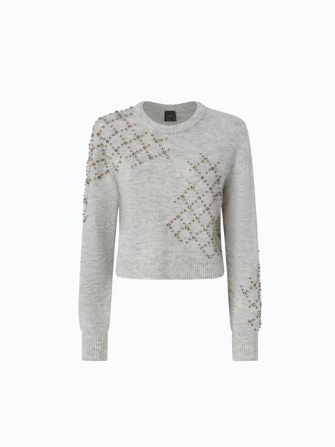 PINKO WOOL- AND ALPACA-BLEND SWEATER WITH JEWEL MOTIF