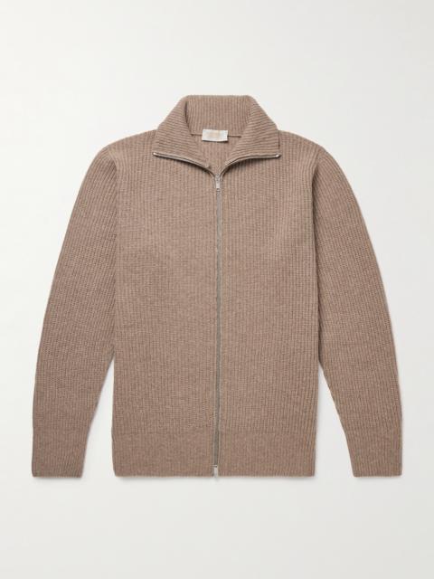 JOHN SMEDLEY Mallam Ribbed Recycled-Cashmere and Merino Wool-Blend Zip-Up Cardigan