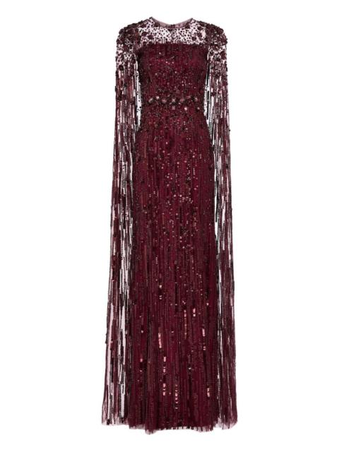 JENNY PACKHAM Ruby sequin-embellished cape maxi dress