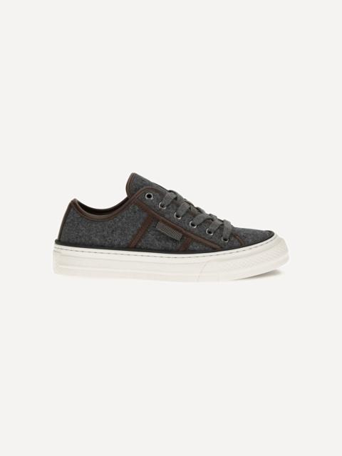 Brunello Cucinelli Suede Sneakers with Shiny Tab