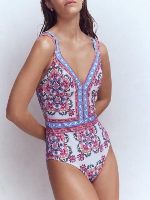 BODEN Arles Swimsuit-Pink, Ornamental Trellis