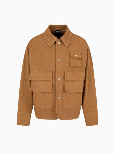 EMPORIO ARMANI MULTI-POCKET DENIM-EFFECT FABRIC BLOUSON
