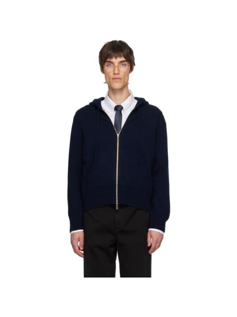 Thom Browne Navy Geese Intarsia Merino Wool Hoodie