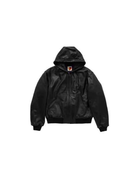 SKY HIGH FARM WORKWEAR Sky High Farm Hooded Leather Work Jacket Black
