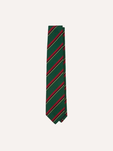 Drake's Green, Red, Black and Yellow Multi Stripe Repp Silk Tipped Tie