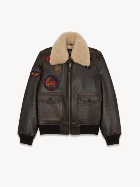 SAINT LAURENT Saint Laurent X Schott Leather Aviator Jacket in Medium