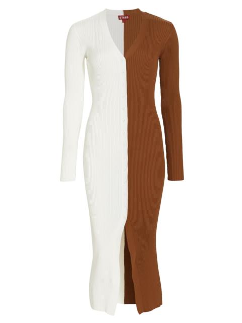 STAUD Women's Shoko Colorblocked Midi-Dress - Tan White
