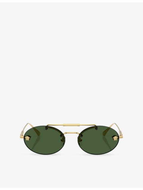 VERSACE VE2295 Oval-Frame Metal Sunglasses