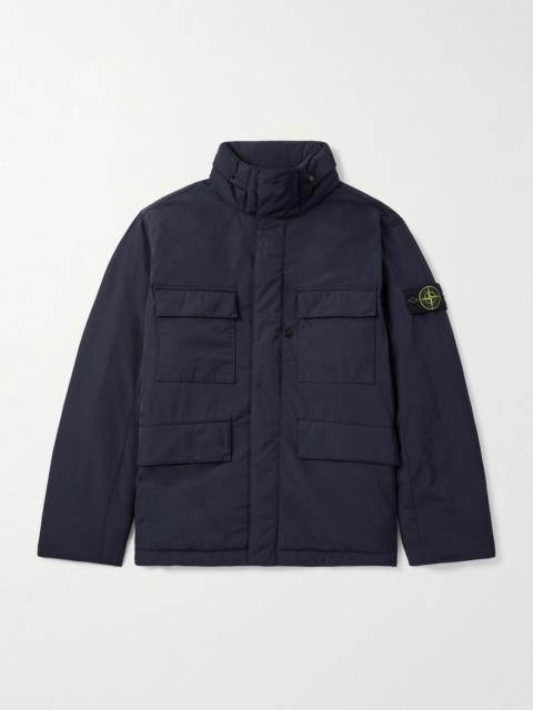 Stone Island Logo-Appliquéd Padded Micro Twill Hooded Field Jacket Navy
