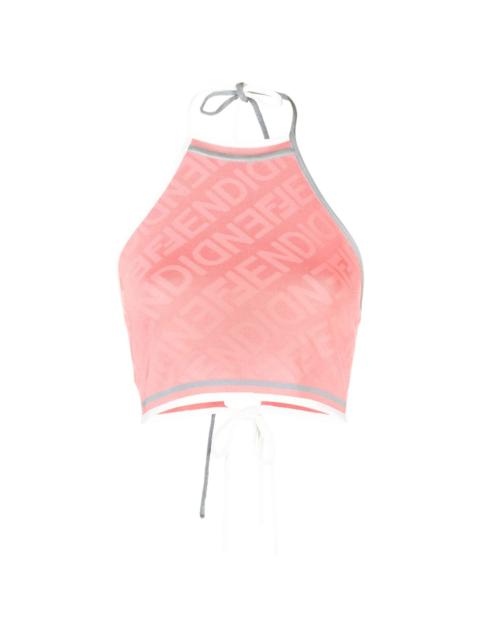 Tシャツ・カットソー FENDI Dark Pink Viscose Blend Crop Top FENDI Fendi Woman Dark Pink Viscose Blend Crop Top