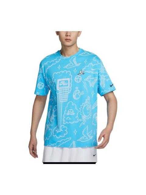 Nike Max90 Allover Print Basketball T-Shirt 'Blue' DZ2699-416