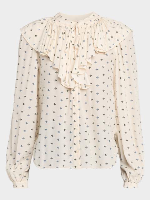 VERONICA BEARD Gomez Long-Sleeve Ruffle Blouse