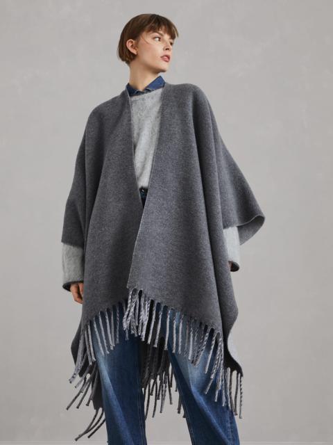 Wool and cashmere double knit poncho