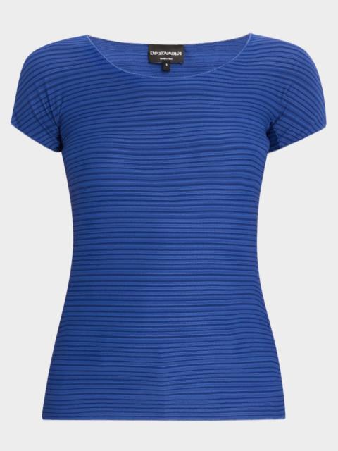 EMPORIO ARMANI Striped Scoop-Neck Jersey Tee