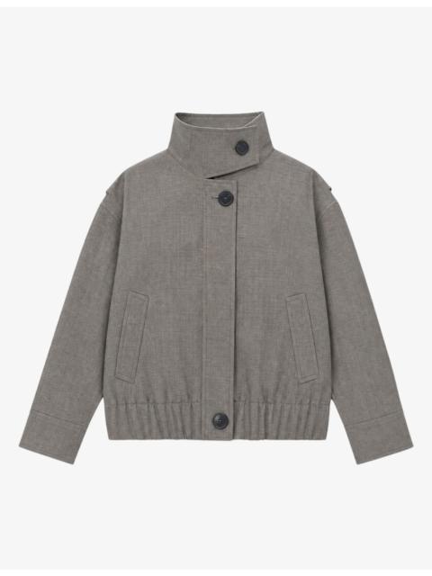 The Kooples Short Funnel-Neck Wool-Blend Jacket
